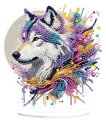 Diamond Painting Wolf Tischdeko, DIY Kit für Erwachsene & Kinder