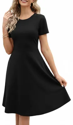 Produktbild von Damen Elegant Vintage Sommer Casual Blumendruck Arbeit Party Swing A-Linie Kleid