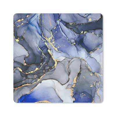 Produktbild von MuchoWow® Mauspad Mousepad Marmor - Gold - Abstrakt - Blau 20x20 cm - Mousepads - Maus Mat - Pad - Mausunterlage - Desk Mat - Bureauartikeln