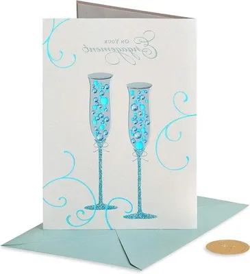 Productafbeelding van Gefeliciteerd-kaart voor een echtpaar met een brutale humor - met edelsteenprint en laserbedrukking - 5 x 7 inch - parelwit