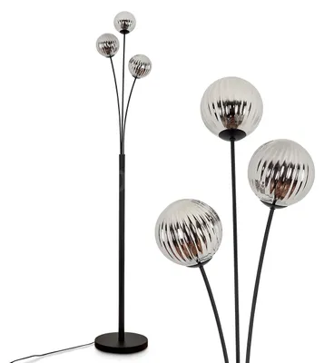 Produktbild von Lerici Stehlampe aus Metall/Riffelglas in Schwarz/Rauchfarben