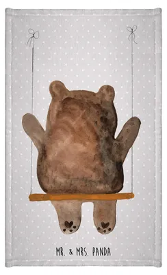Produktbild von Mr. & Mrs. Panda Handtuch Bär Schaukel - Grau Pastell - Geschenk, Gästetuch, badezimmer, Teddy, Gäste-WC, Frotteehandtuch, Klein