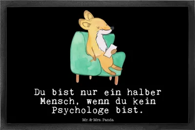 Produktbild von Mr. & Mrs. Panda Schmutzfänger Psychologe Herz 40 x 60 cm - Schwarz - Geschenk, Schmutzfangteppich, Schmutzfangmatte, Fußabtreter, Schmutzmatte, Fussmatte, Bodenvorleger
