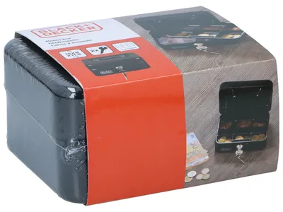 Obrázok produktu pre BLACK+DECKER Peňaženka s kľúčom - Odnímateľná zásuvka so 6 priehradkami - Vrátane 2 kľúčov - 20 x 16 x 9 cm - Kov - Čierna