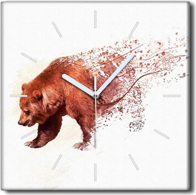 Produktbild von Coloray Uhr auf Leinwand 30x30 cm Wand Uhr Dekoration Wohnzimmer Segeltuch weiße Zeiger -Aquarellbär