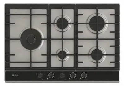 Obrázek produktu pro Haier HAHG7WL5WS6X/1, Černá, Nerezová ocel, Vestavěné, 74.5 cm, Plynový, Nerezová ocel, 5 zóna/zón