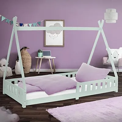 Productafbeelding van Kinderbed Tipi 90x200 cm mintgroen met uitvalbeveiliging