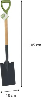 Produktbild von Kinzo Gartenschaufel 105 cm – Spaten mit Holzstiel und Kunststoffgriff – Gartengerät für Umgraben, Wurzelstock Entfernen, Erdarbeiten und Kompost