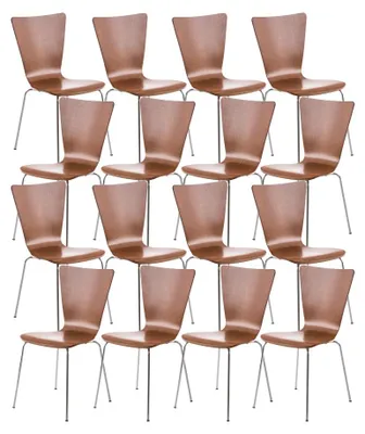 Produktbild von CLP 16er Set Besucherstuhl Aaron mit Holzsitz und Metallgestell braun