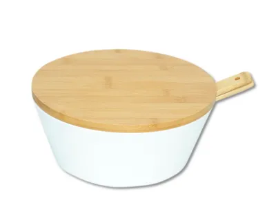 Obrázok produktu pre KESPER Misa Na Šalát A Ovocie S Príborom Ø 26 cm Plast/Bambus Biela 32620