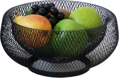 Image de Corbeille à fruits élégante et stylée Marlo noir Ø 22,5 cm métal tressé bol déco