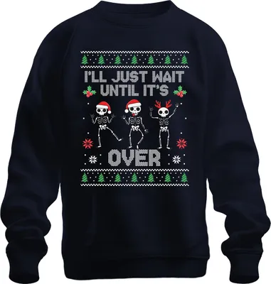 Obrázek produktu pro Počkám, až bude po Vánocích - vánoční dárek Ošklivý svetr Uni vánoční svetr, námořnická modrá, L