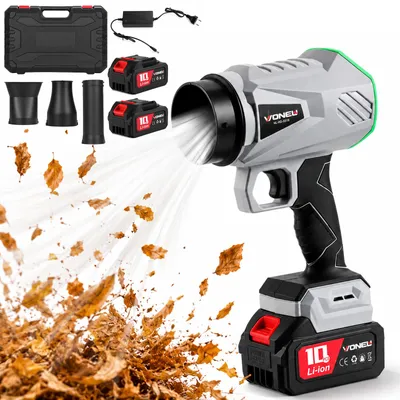 Produktbild von Akku Laubbläser 30000 RPM, 2x 21V Akku (30Min), 1200g Winddruck, stufenlose Regelung, 1,18kg leicht, mit 3 Düsen & Box, für Garten, Hof, Auto, Schnee