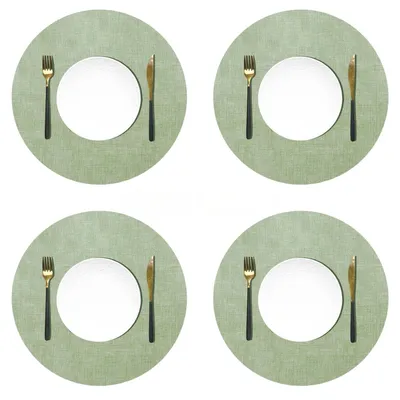 Platzsets rund Ø 33 cm, Set mit 4, abwaschbar, rutschfest, hellgrün
