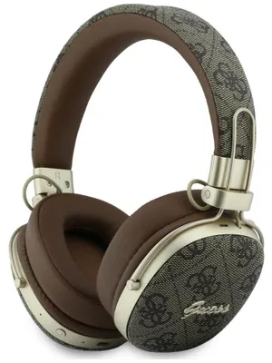 Zdjęcie produktu dla Słuchawki nauszne Guess Bluetooth ENC Metal 4G Script Logo brązowy