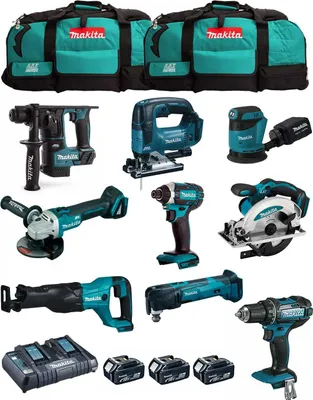 Produktbild von MAKITA Kit MK901 (DDF482 + DHR171 + DGA504 + DTD152 + DJV182 + DSS610 + DJR186 + DBO180 + DTM51 + 3x5,0 Ah + DC18RD + 2xLXT600)