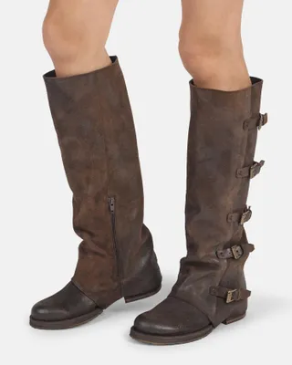 Produktbild von Hohe Lederstiefel COOPER C895 mit seitlichem Reißverschluss und Schnallen