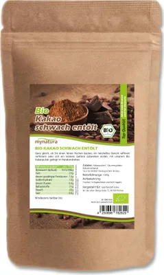 Produktbild von Kakaopulver schwach entölt – intensives Aroma für Backen, Desserts & Getränke | Mynatura