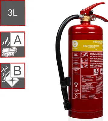 Produktbild von Smartwares FEX-15230 3L Schaumlöscher SB3.4, Schaum, A, B, C, Handgeführt, 3 kg, Stahl, Universal
