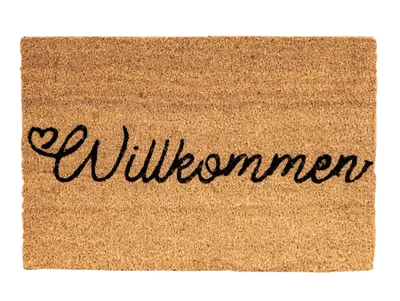Produktbild von Willkommen Fußmatte 60x40cm Kokos Fußabtreter Kokosmatte Rutschfeste Türmatte Natur Wohndeko Eingangsbereich