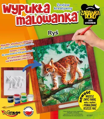 Obrázek produktu pro Wypukła malowanka Ryś. Zestaw kreatywny z farbami i pędzelkiem