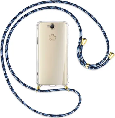 Produktbild von Handykette Backcover-Schutzhülle mit Band (Metall goldfarben) für Sony Xperia XA2 Plus - Blautöne