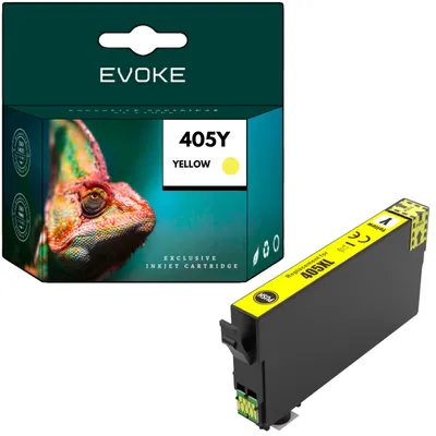 Immagine prodotto di Inchiostri compatibili Evoke per stampanti Epson 405XL 405 XL, colore giallo, capacità 18 ml, resa di 1340 pagine, compatibili con i modelli WorkForce WF-3820DWF, 3825DWF, 4820DWF, 4825DWF, 4830DTWF, 7310DTW, 7830DTWF, 7840DTWF