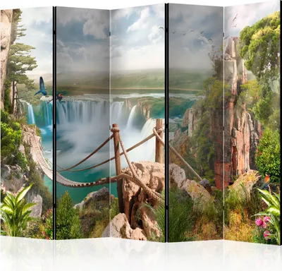 Produktbild von 5-teiliger Doppelseitiger Vlies Paravent - Hidden Paradise II 225x172 cm Landschaften c-B-0138-z-c