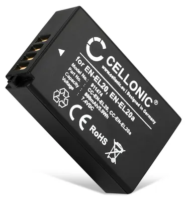 Image de CELLONIC 1x Batterie pour Appareil photo Compatible avec Nikon CoolPix P1000, Coolpix A, CoolPix P950, EN-EL20a - (800mAh, 7.4V)