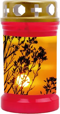 Produktbild von Grabkerze Rot, Brenndauer: 40 Stunden, Motiv: Sonnenuntergang