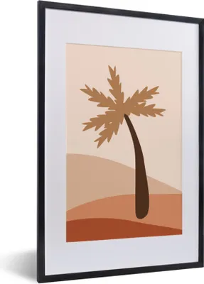 Produktbild von MuchoWow® Gerahmtes Poster Sommer - Palme - Pastell 40x60 cm - Poster mit Schwarzem Bilderrahmen Wandposter Rahmen Foto Bilder - Poster in Rahmen