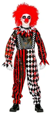 Zdjęcie produktu dla Kostium na Halloween "Zabójczy klaun" dla dzieci - Czarno-czerwony | Krwawy kostium horror Rozmiar: 164