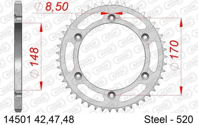 Produktbild von AFAM Kettenrad 14501-42 hinten Stahl