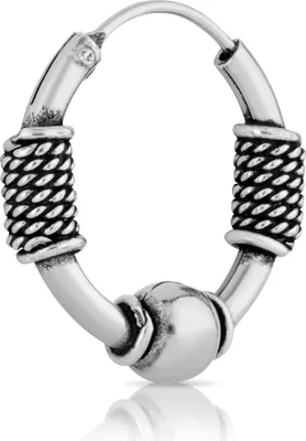 Produktbild von Bali Creole einzel Ohrring 20mm aus 925 Sterling Silber Mittelalter Gothic 2638