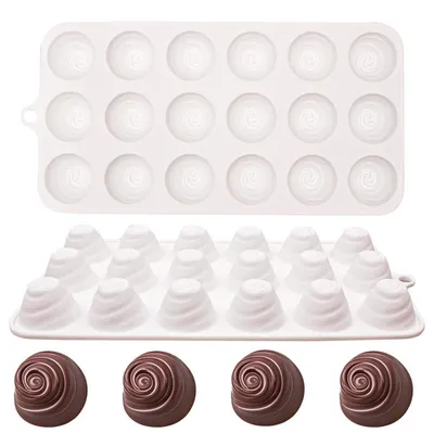 Immagine prodotto di Stampo in silicone a spirale per cioccolato, con 18 cavità, colore bianco. Ideale per realizzare cioccolatini e dolcetti