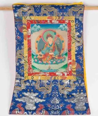 Produktbild von Fine Asianliving Antikes Tibetisches Thangka Handbemalt und Bestickt B60xH80cm