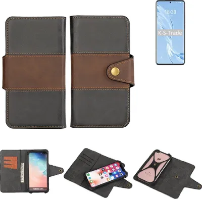 Produktbild von K-S-Trade Handyhülle Schutzhülle Hülle Bookstyle Wallet-Case kompatibel mit Meizu 18 Pro Bumper Rundumschutz schwarz-braun 1x