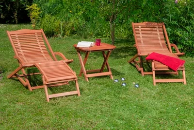 Produktbild von Merxx 3tlg. Copa Cabana Set - 2 Schwungliegen, 1 Hocker - Farbe: braun - Maße: Liege: 158x69x69 + Hocker: 50x 50 x 50; 2x 25175-011 + 1x 25153-011