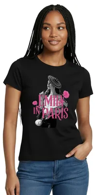 Produktbild von Spreadshirt Emily In Paris Emily Logo Mit Rosen Frauen T-Shirt, XXL, Schwarz