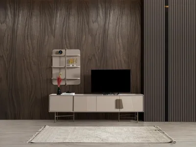 Produktbild von Beiges TV-Lowboard Designer TV-Schrank Moderner TV-Unterschrank