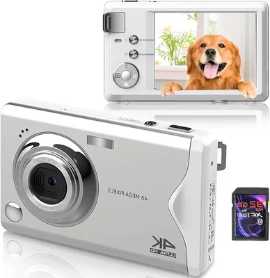 Obrázek produktu pro Digitální fotoaparát – Kompaktní fotoaparát – Zachycujte okamžiky – 48MP, HD video 1080p – 16x digitální zoom – Bílá barva