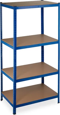 Produktbild von Relaxdays Schwerlastregal, Traglast 1060 kg, 4 Ebenen, zum Stecken, Keller, Garage, Stahl, HxBxT: 180x90x60 cm, blau