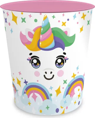 Produktbild von itenga Papierkorb Tiermotiv - EINHORN - Kawaii Design - ca 11 Liter