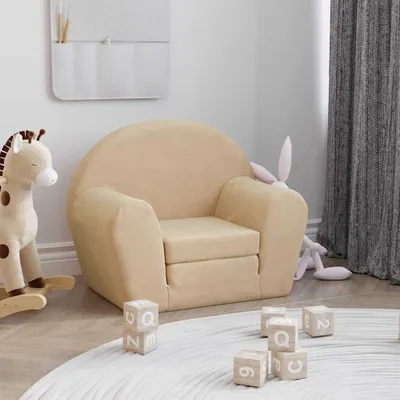 Zdjęcie produktu dla Maison Exclusive – rozkładana sofa dla dzieci w kolorze kremowym, z miękkiego pluszu