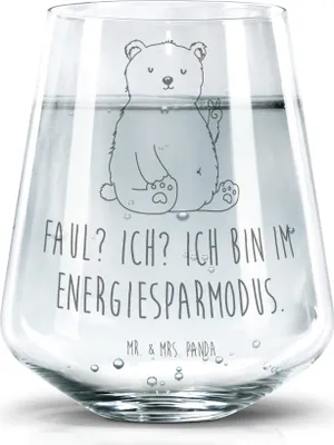 Produktbild von Mr. & Mrs. Panda Tumbler Glas Eisbär Faul - Transparent - Geschenk, Trinkglas, Trinkgefäß, Homeoffice, Becherglas, Limonadenglas, Bär, Arbeit, Büro, Wasserglas, Teddy