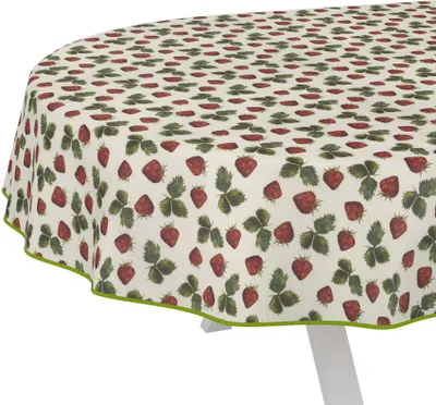 Produktbild von Tischdecke Giovanna-Blumen Rot-Grün Oval 280x140cm Band