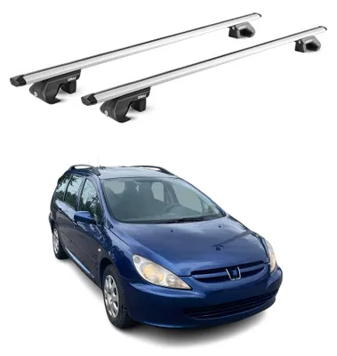 Produktbild von Dachträger Grundtäger für Peugeot 307 Kombi 2002-2008 90kg Alu Silber 2 tlg ABE, KI-generiertes Bild