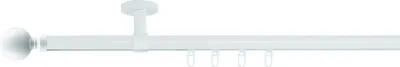 Produktbild von SN Deco Gardinenstange Innenlauf Reims, 19 mm, 1-läufig, Stahl, Komplett-Set mit Ringen, Profildeckentrager, 160 cm, weiß