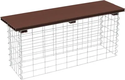 Produktbild von Gabionenbank Gabionen Sitzbank 100x30x43cm Gartenbank WPC Draht Bank dunkelbraun