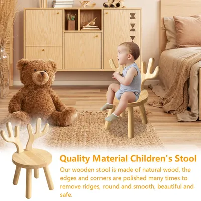 Imagen del producto de Silla infantil de madera maciza con respaldo, altura del asiento de 25 cm, antideslizante, ideal para habitaciones infantiles